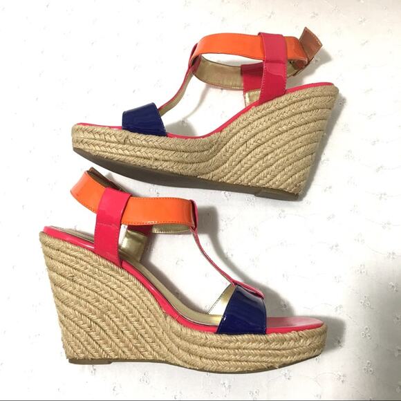 Isola Olencia Leather T-Strap Tricolor Beachy Espadrille Ankle Strap Sandal 9M - Picture 5 of 10